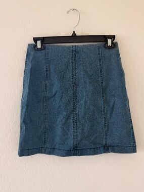 Sadie & Sage Blue Denim Mini Skirt High Waisted Casual Jean Skirt